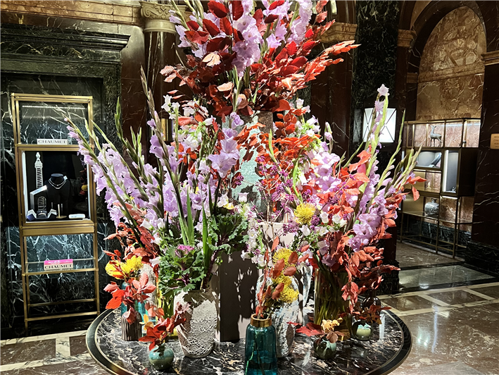 flower display in lobby